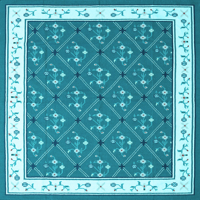 Square Abstract Light Blue Contemporary Rug, con2395lblu