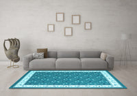 Machine Washable Abstract Light Blue Contemporary Rug, wshcon2395lblu