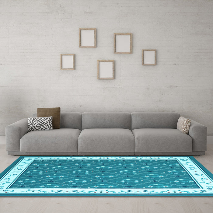 Machine Washable Abstract Light Blue Contemporary Rug in a Living Room, wshcon2395lblu