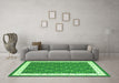 Machine Washable Abstract Green Contemporary Area Rugs in a Living Room,, wshcon2395grn