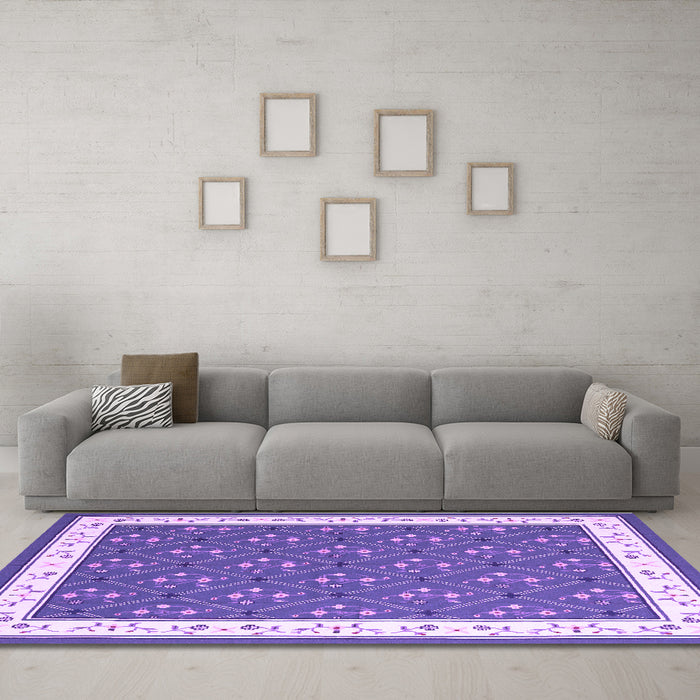 Machine Washable Abstract Purple Contemporary Area Rugs in a Living Room, wshcon2395pur