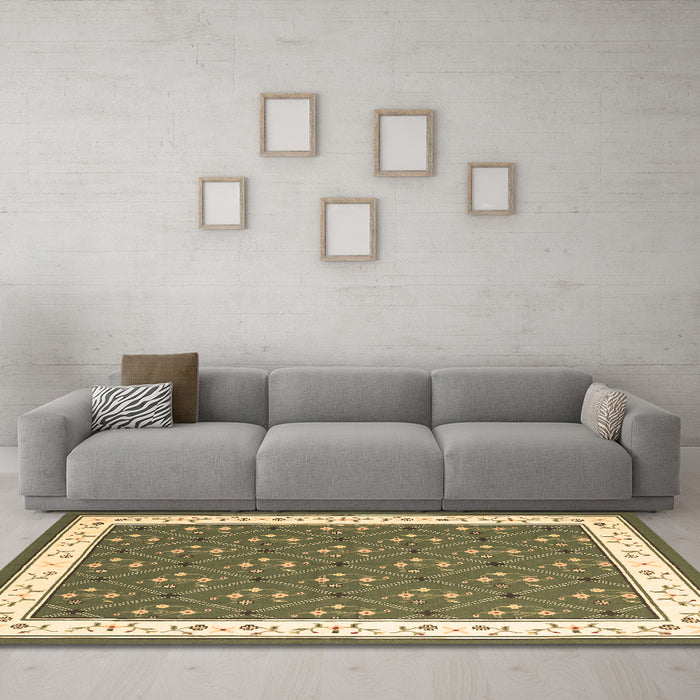 Machine Washable Abstract Brown Contemporary Rug in a Living Room,, wshcon2395brn