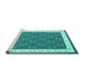 Sideview of Machine Washable Abstract Turquoise Contemporary Area Rugs, wshcon2395turq