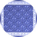 Round Abstract Blue Contemporary Rug, con2395blu