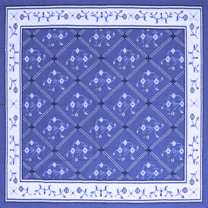Square Machine Washable Abstract Blue Contemporary Rug, wshcon2395blu