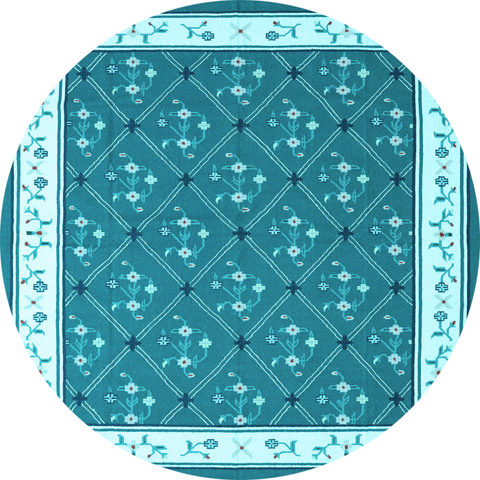 Round Abstract Light Blue Contemporary Rug, con2395lblu
