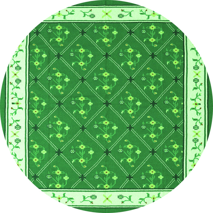 Square Abstract Green Contemporary Rug, con2395grn