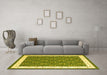 Machine Washable Abstract Yellow Contemporary Rug in a Living Room, wshcon2395yw