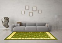 Machine Washable Abstract Yellow Contemporary Rug, wshcon2395yw