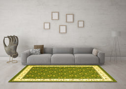 Machine Washable Abstract Yellow Contemporary Rug in a Living Room, wshcon2395yw