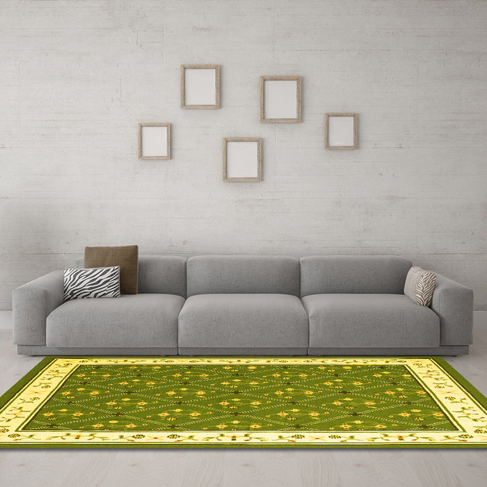 Machine Washable Abstract Yellow Contemporary Rug in a Living Room, wshcon2395yw