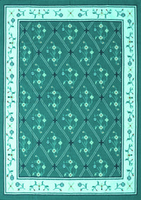 Abstract Turquoise Contemporary Rug, con2395turq