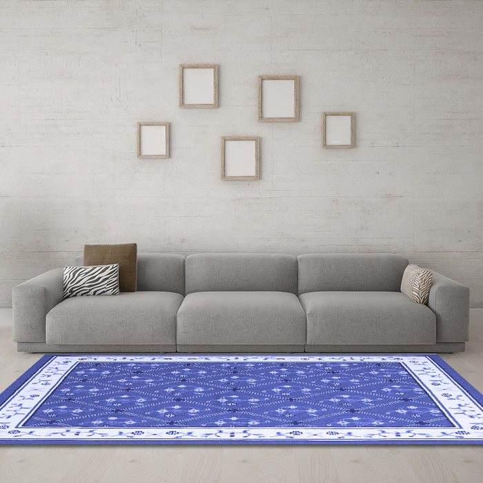 Machine Washable Abstract Blue Contemporary Rug in a Living Room, wshcon2395blu