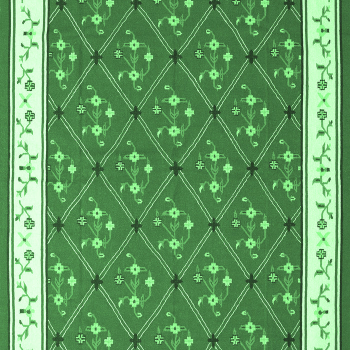 Machine Washable Abstract Emerald Green Contemporary Area Rugs, wshcon2395emgrn