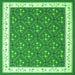 Round Machine Washable Abstract Green Contemporary Area Rugs, wshcon2395grn