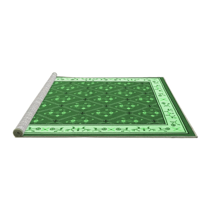 Sideview of Machine Washable Abstract Emerald Green Contemporary Area Rugs, wshcon2395emgrn
