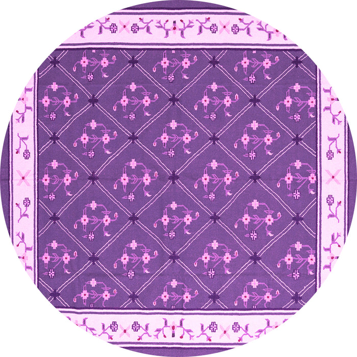 Round Abstract Pink Contemporary Rug, con2395pnk