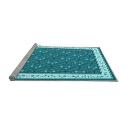 Sideview of Machine Washable Abstract Light Blue Contemporary Rug, wshcon2395lblu