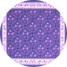 Round Machine Washable Abstract Purple Contemporary Area Rugs, wshcon2395pur