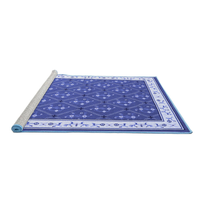 Sideview of Machine Washable Abstract Blue Contemporary Rug, wshcon2395blu