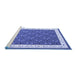 Sideview of Machine Washable Abstract Blue Contemporary Rug, wshcon2395blu