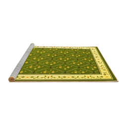 Sideview of Machine Washable Abstract Yellow Contemporary Rug, wshcon2395yw