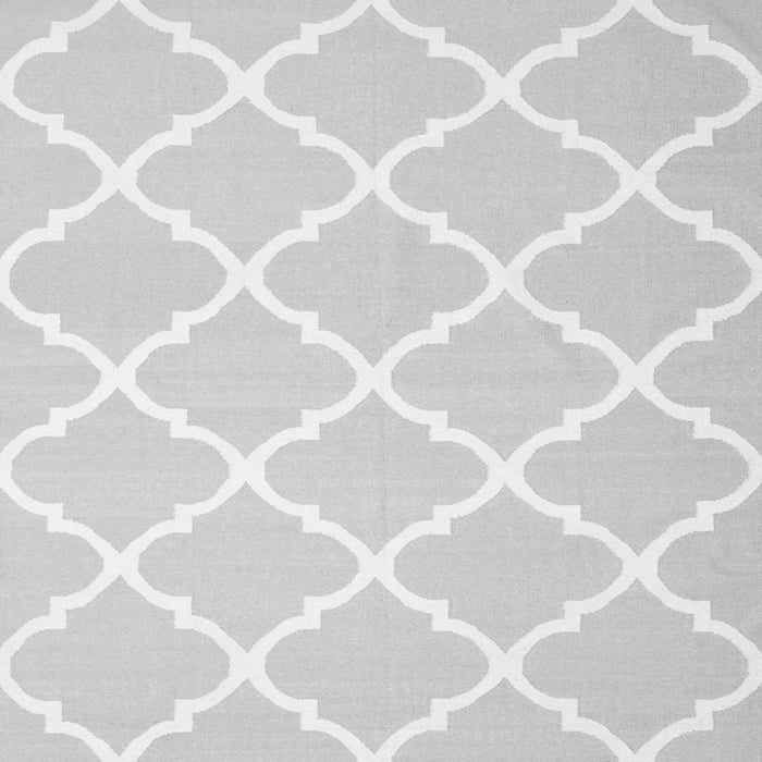 Round Machine Washable Trellis Gray Modern Rug, wshcon2396gry