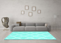 Machine Washable Trellis Light Blue Modern Rug, wshcon2396lblu