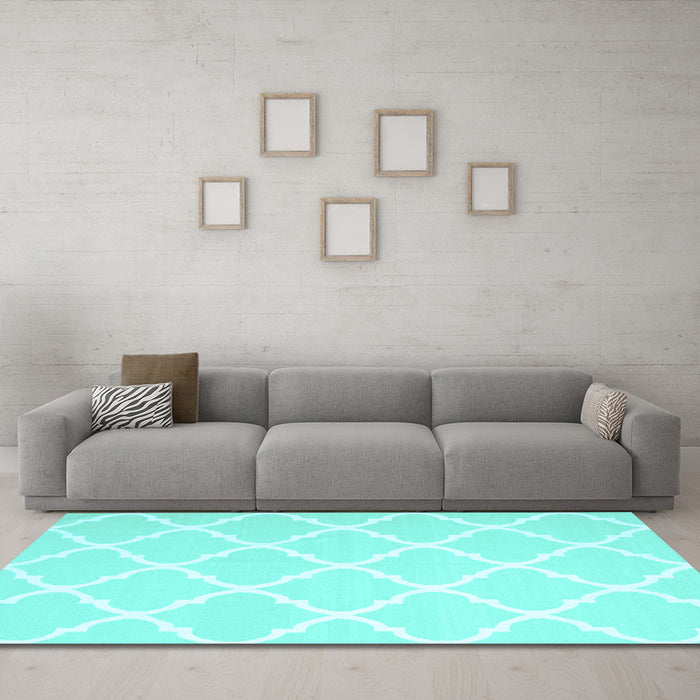 Machine Washable Trellis Light Blue Modern Rug in a Living Room, wshcon2396lblu