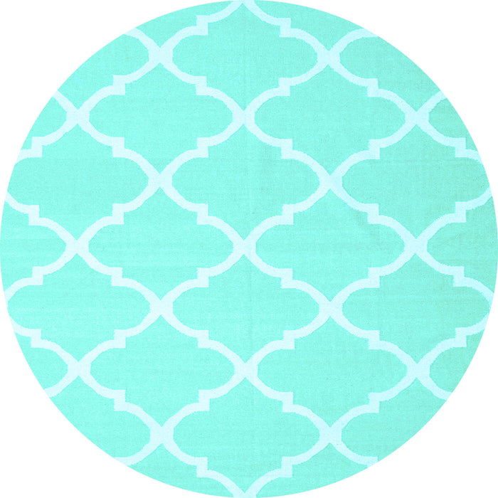 Round Machine Washable Trellis Light Blue Modern Rug, wshcon2396lblu