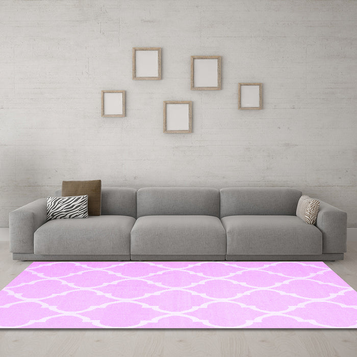 Machine Washable Trellis Purple Modern Area Rugs in a Living Room, wshcon2396pur