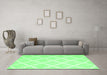 Machine Washable Trellis Emerald Green Modern Area Rugs in a Living Room,, wshcon2396emgrn