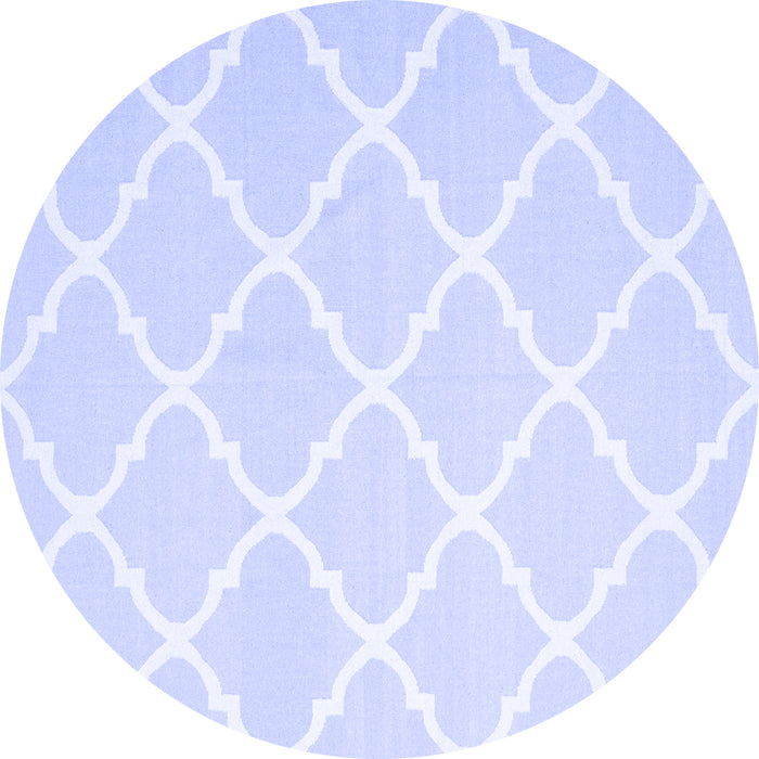 Round Machine Washable Trellis Blue Modern Rug, wshcon2396blu