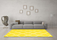 Machine Washable Trellis Yellow Modern Rug, wshcon2396yw