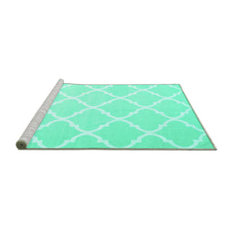 Sideview of Machine Washable Trellis Turquoise Modern Area Rugs, wshcon2396turq