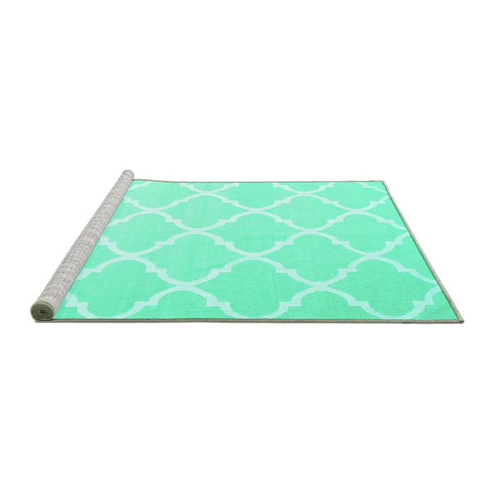 Sideview of Machine Washable Trellis Turquoise Modern Area Rugs, wshcon2396turq