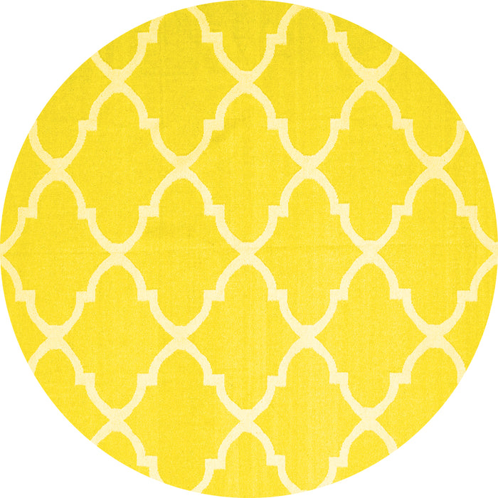 Round Trellis Yellow Modern Rug, con2396yw