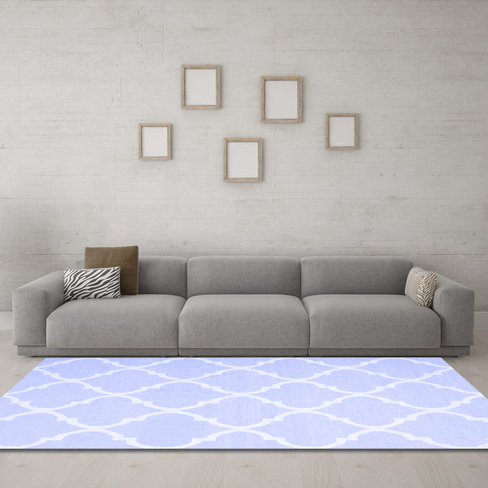 Machine Washable Trellis Blue Modern Rug in a Living Room, wshcon2396blu