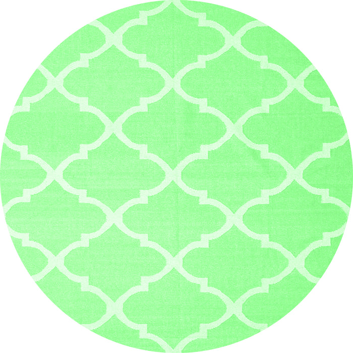 Round Machine Washable Trellis Emerald Green Modern Area Rugs, wshcon2396emgrn