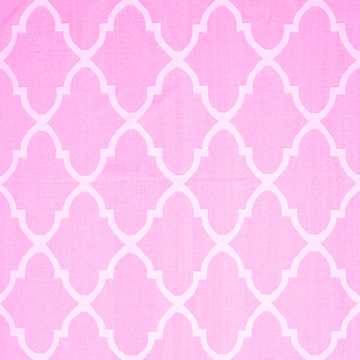 Square Machine Washable Trellis Pink Modern Rug, wshcon2396pnk