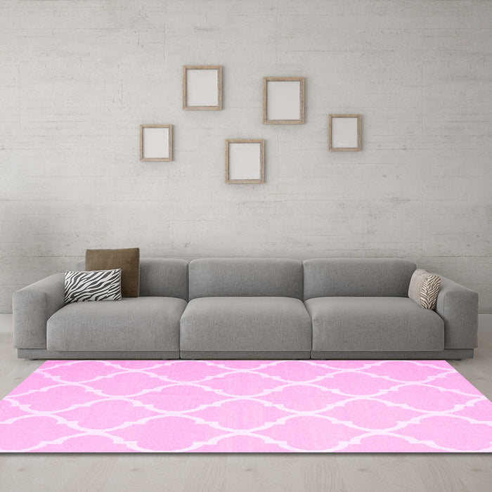 Machine Washable Trellis Pink Modern Rug in a Living Room, wshcon2396pnk