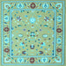 Square Machine Washable Abstract Light Blue Contemporary Rug, wshcon2397lblu