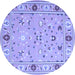 Round Abstract Blue Contemporary Rug, con2397blu