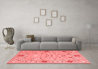 Machine Washable Abstract Red Contemporary Rug, wshcon2397red