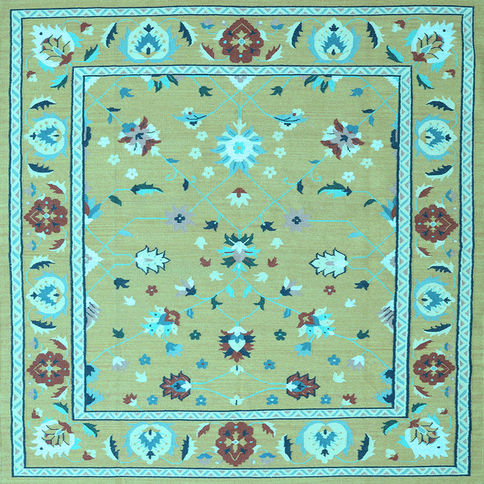 Square Abstract Light Blue Contemporary Rug, con2397lblu