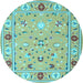 Round Abstract Light Blue Contemporary Rug, con2397lblu