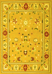 Abstract Yellow Contemporary Rug, con2397yw