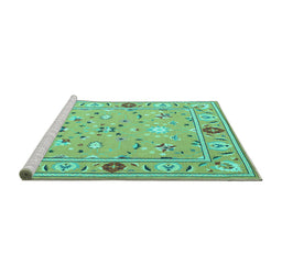 Sideview of Machine Washable Abstract Turquoise Contemporary Area Rugs, wshcon2397turq