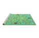 Sideview of Machine Washable Abstract Turquoise Contemporary Area Rugs, wshcon2397turq