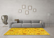 Machine Washable Abstract Yellow Contemporary Rug in a Living Room, wshcon2397yw